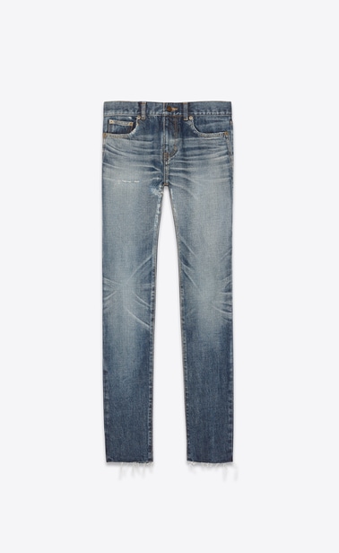 raw edged skinny denim pants